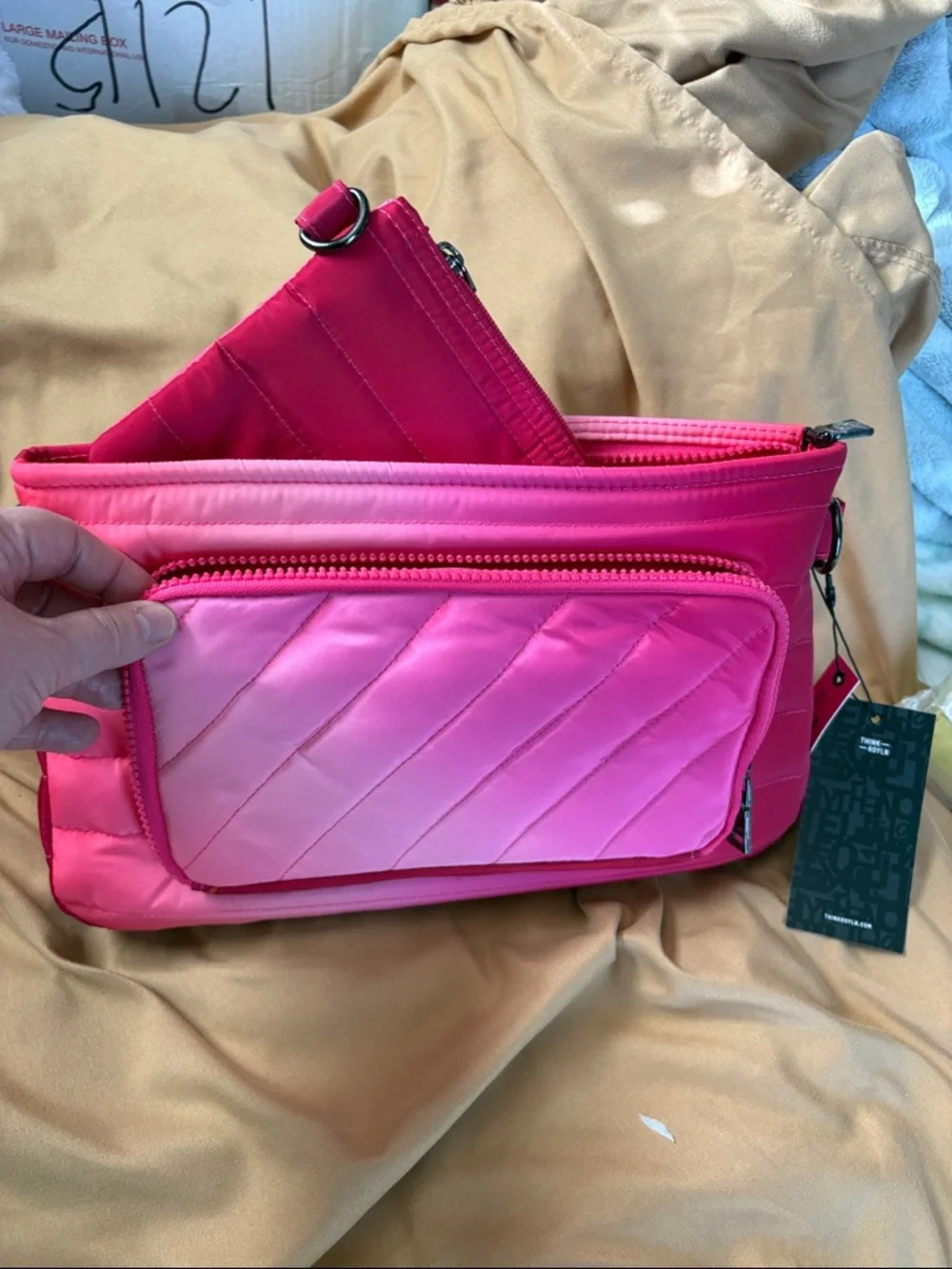 THINK ROYLN Quilted Hot Pink Tablet Sleeve Set with Detachable Strap